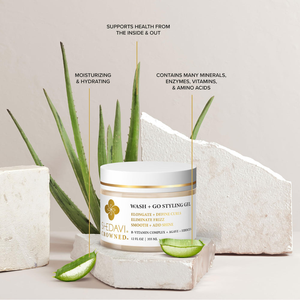 Shedavi Hair Gel results in a natural wash-and-go with gentle volume.