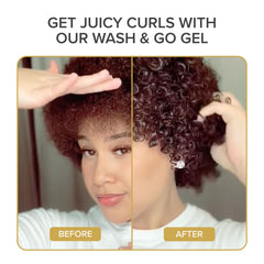 Shedavi Hair Gel applied to wet hair during styling to define curls.