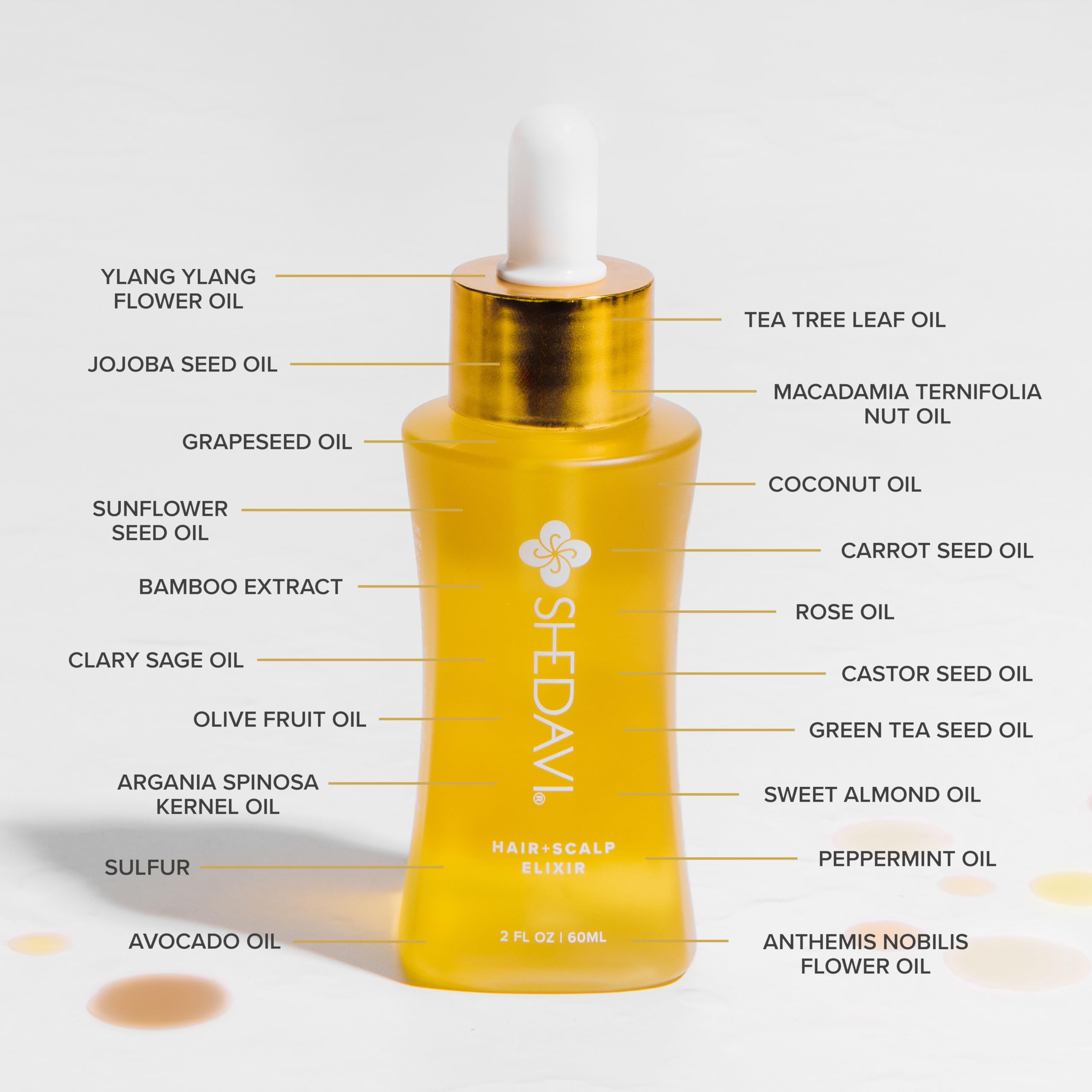 Shedavi Iconic vegan hair serum drops applied to thinning areas for nourishment.