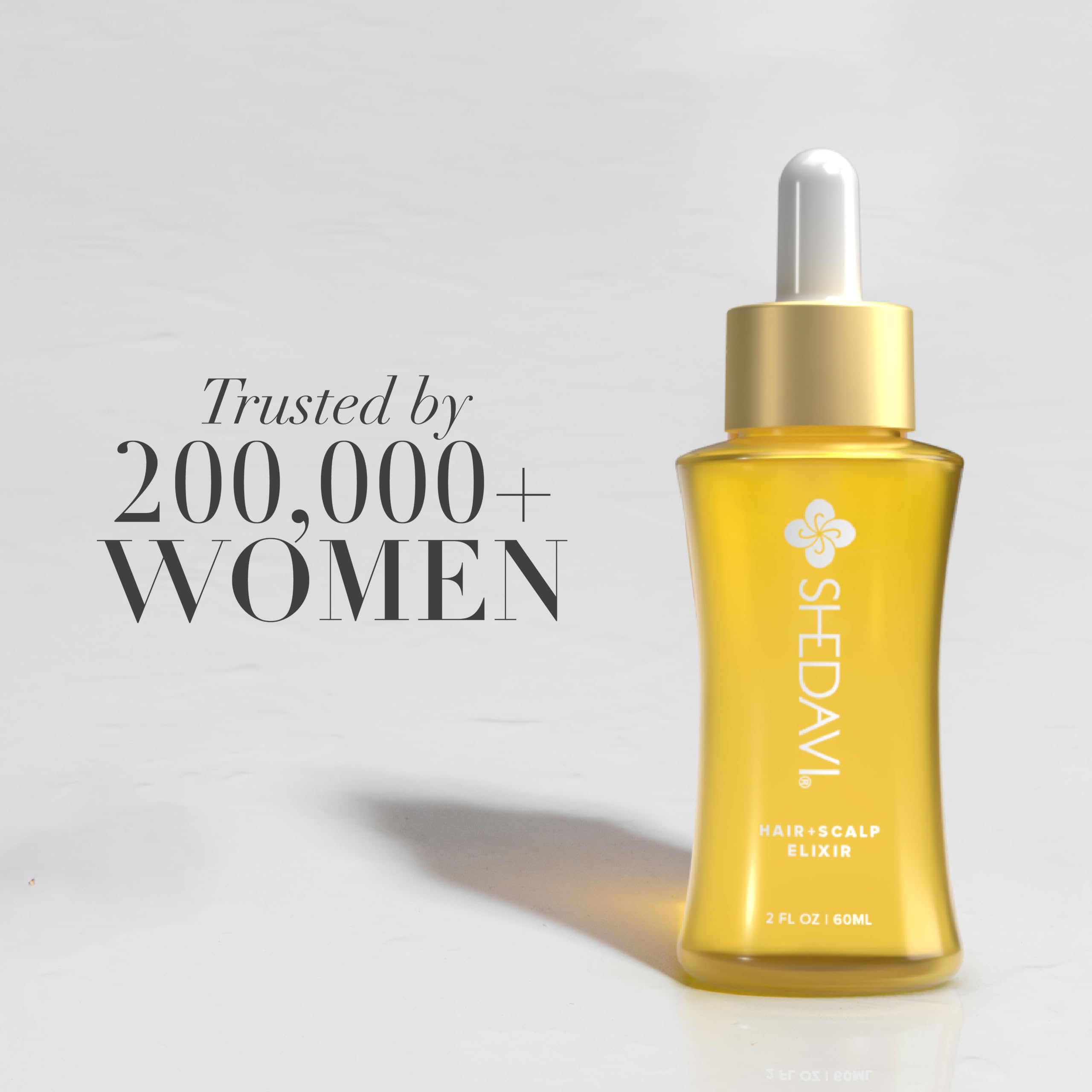 Shedavi Iconic vegan hair serum provides shine and frizz control for smooth hair.