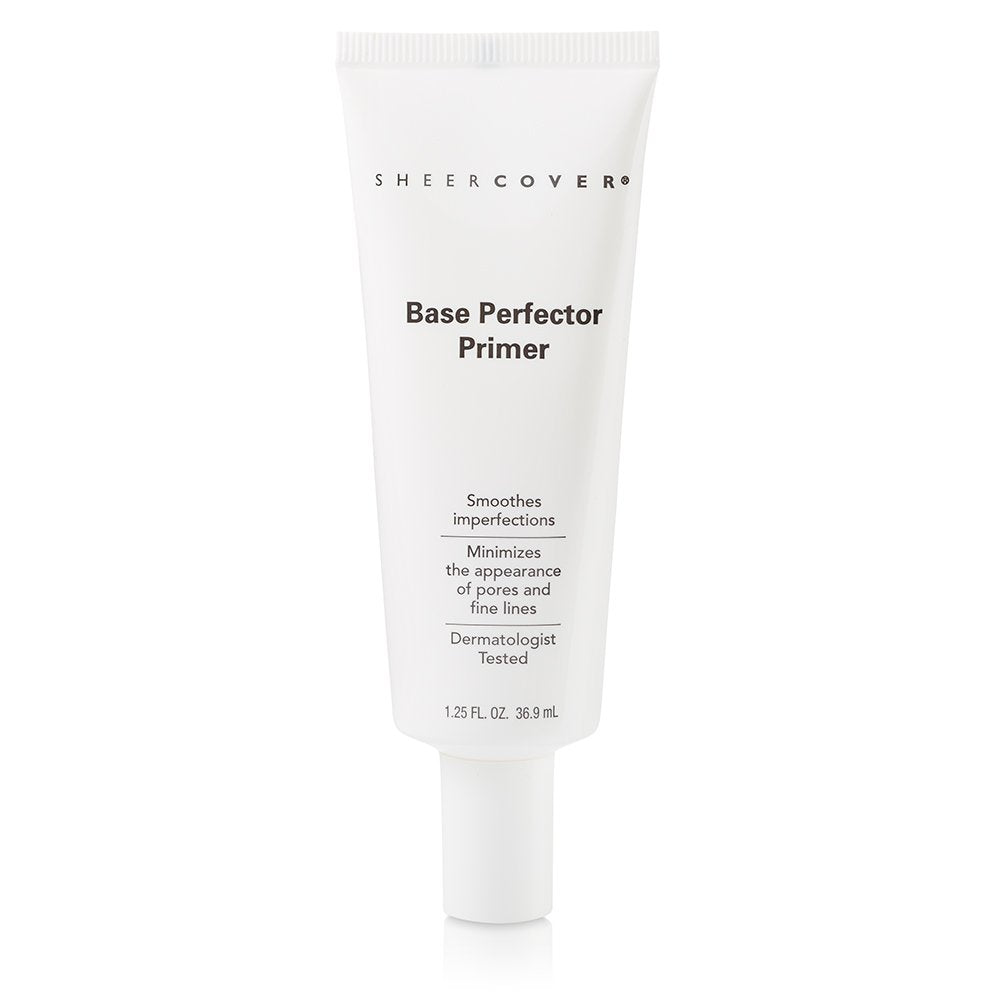 Sheer Cover base perfector primer bottle close-up for smooth makeup application