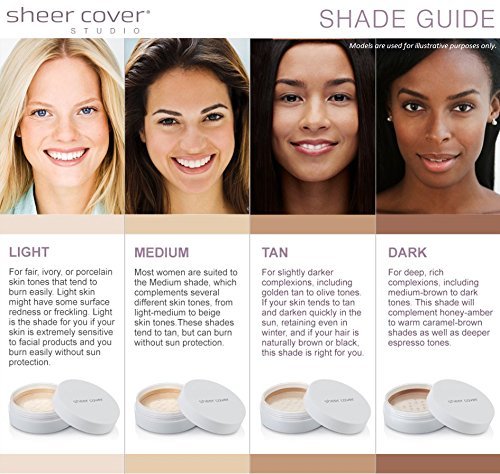 Sheer Cover packaging box reveals the four-piece kit and brushes