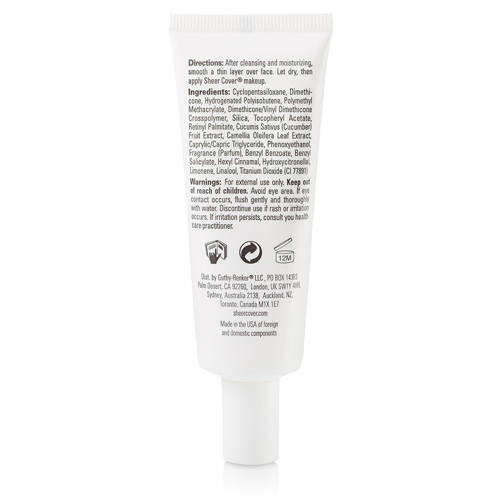 Sheer Cover primer texture swatch showing even skin-smoothing effect for makeup prep