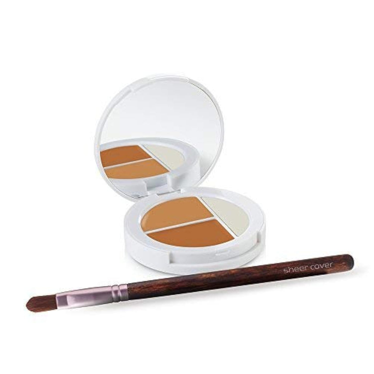 Sheer Cover Studio Conceal & Brighten Trio compact for quick, all-in-one touchups.