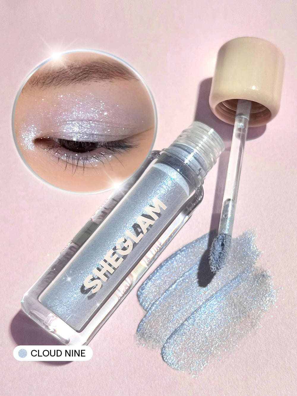 SHEGLAM Airglow Eye Tint on eyelids demonstrates buildable intensity