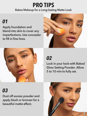 SHEGLAM Baked Glow translucent swatch showing pore-blurring effect.