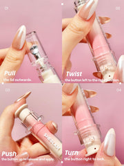 SHEGLAM Booster Shine lip swatches show luminous, glassy shine.