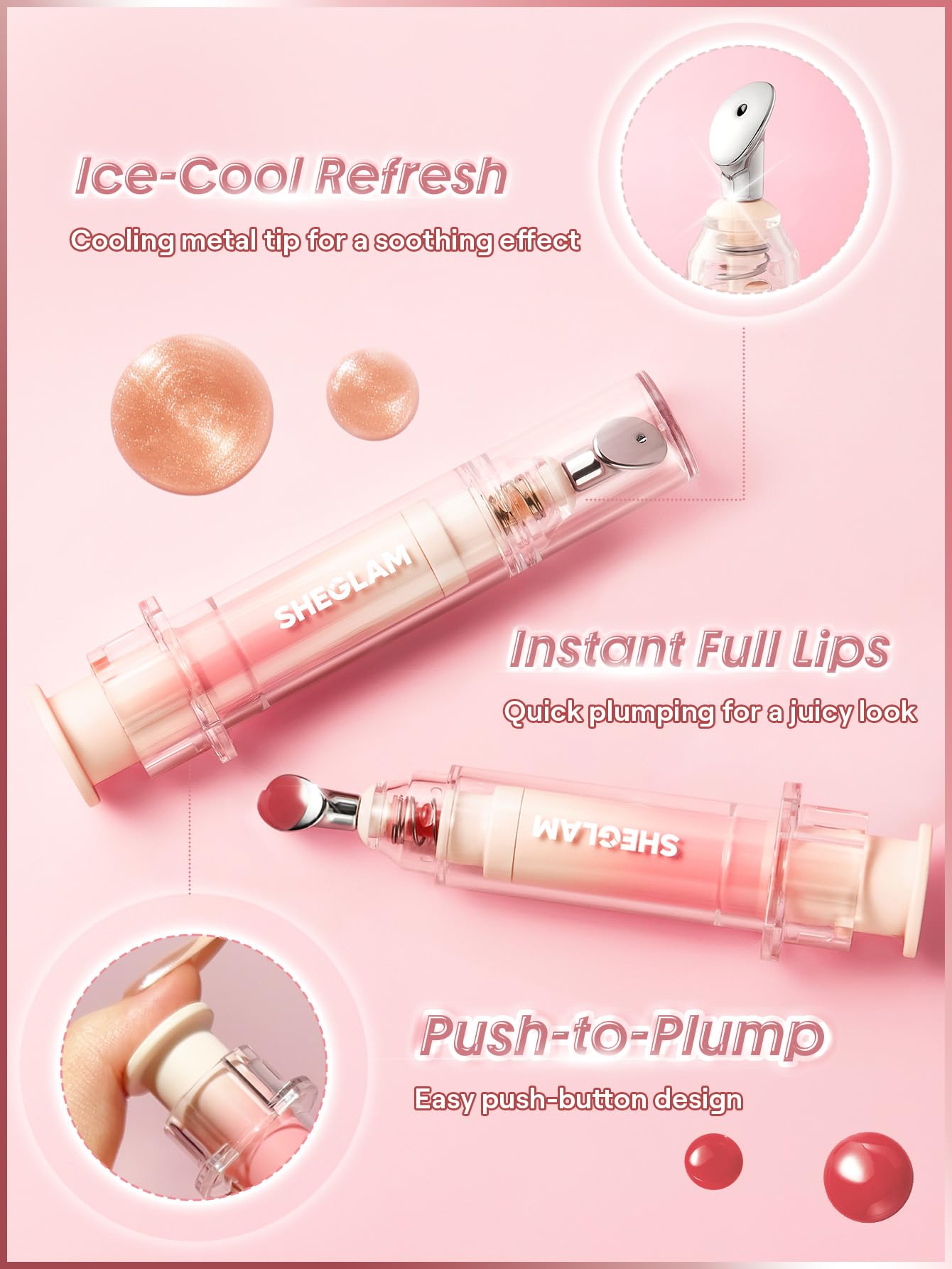 SHEGLAM Booster Shine metal-tip applicator delivers precise, smooth color.