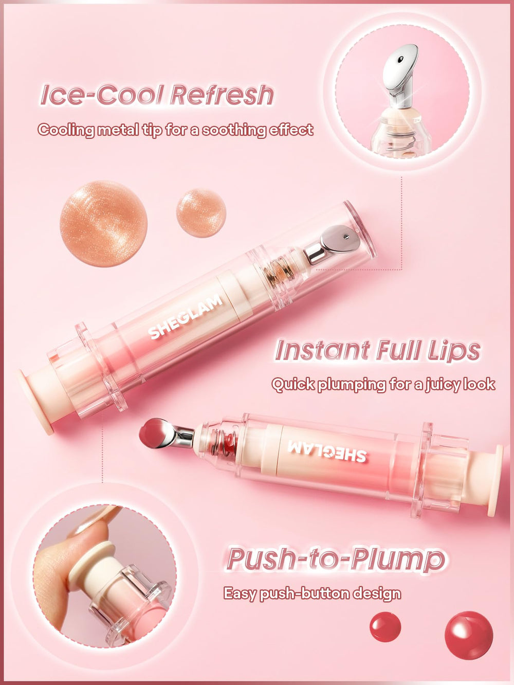 SHEGLAM Booster Shine metal-tip applicator delivers precise, smooth color.