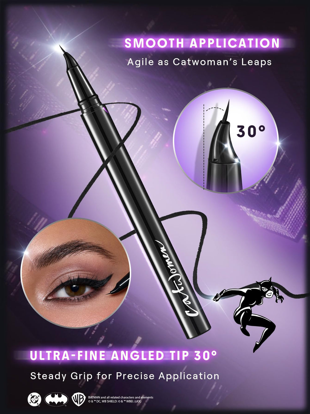 SHEGLAM CATWOMAN Meow Eyeliner delivers intense pigment for dramatic eyes.