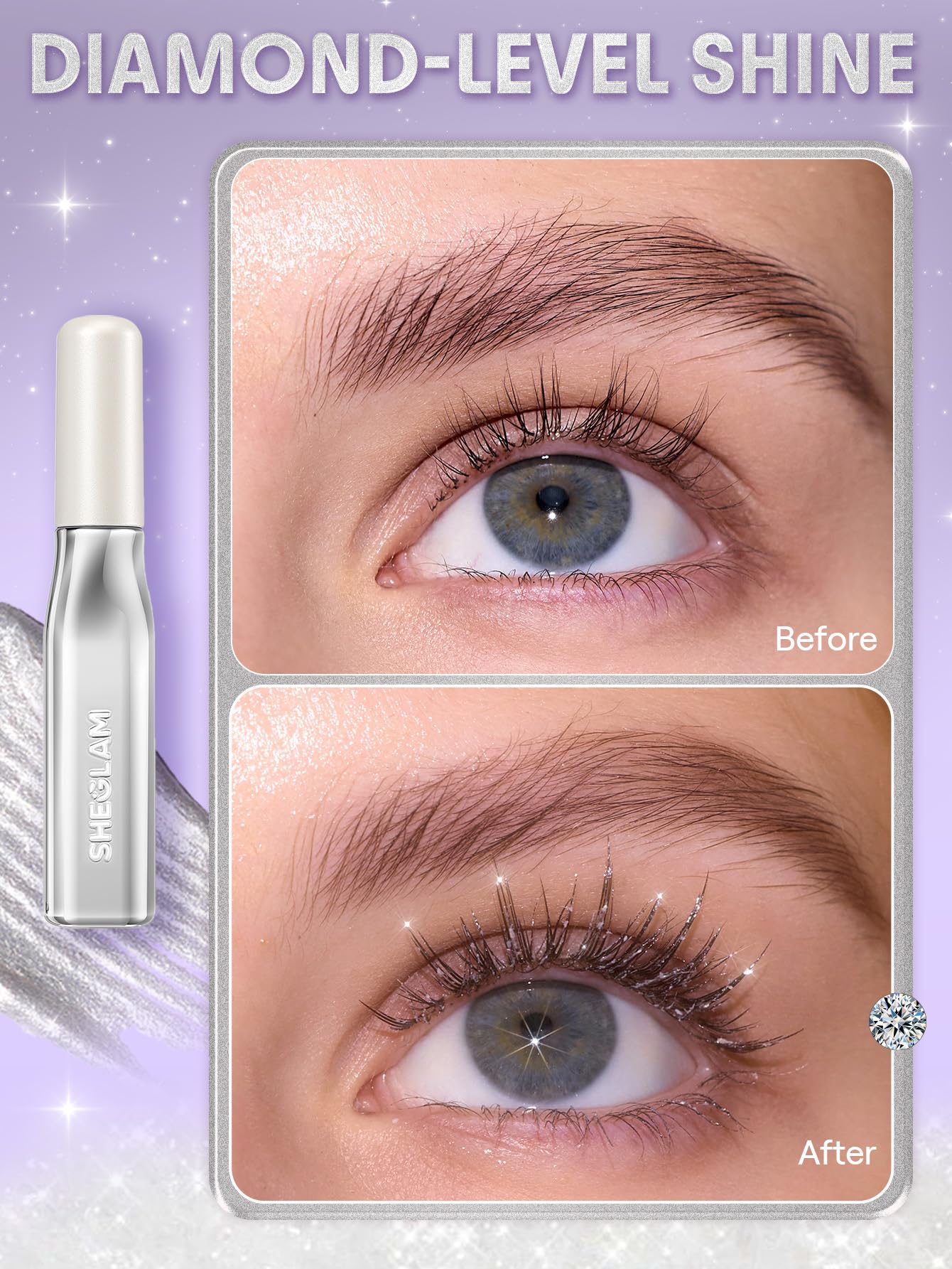 SHEGLAM Crystal Gaze lashes sparkle with radiant shimmer after a single coat