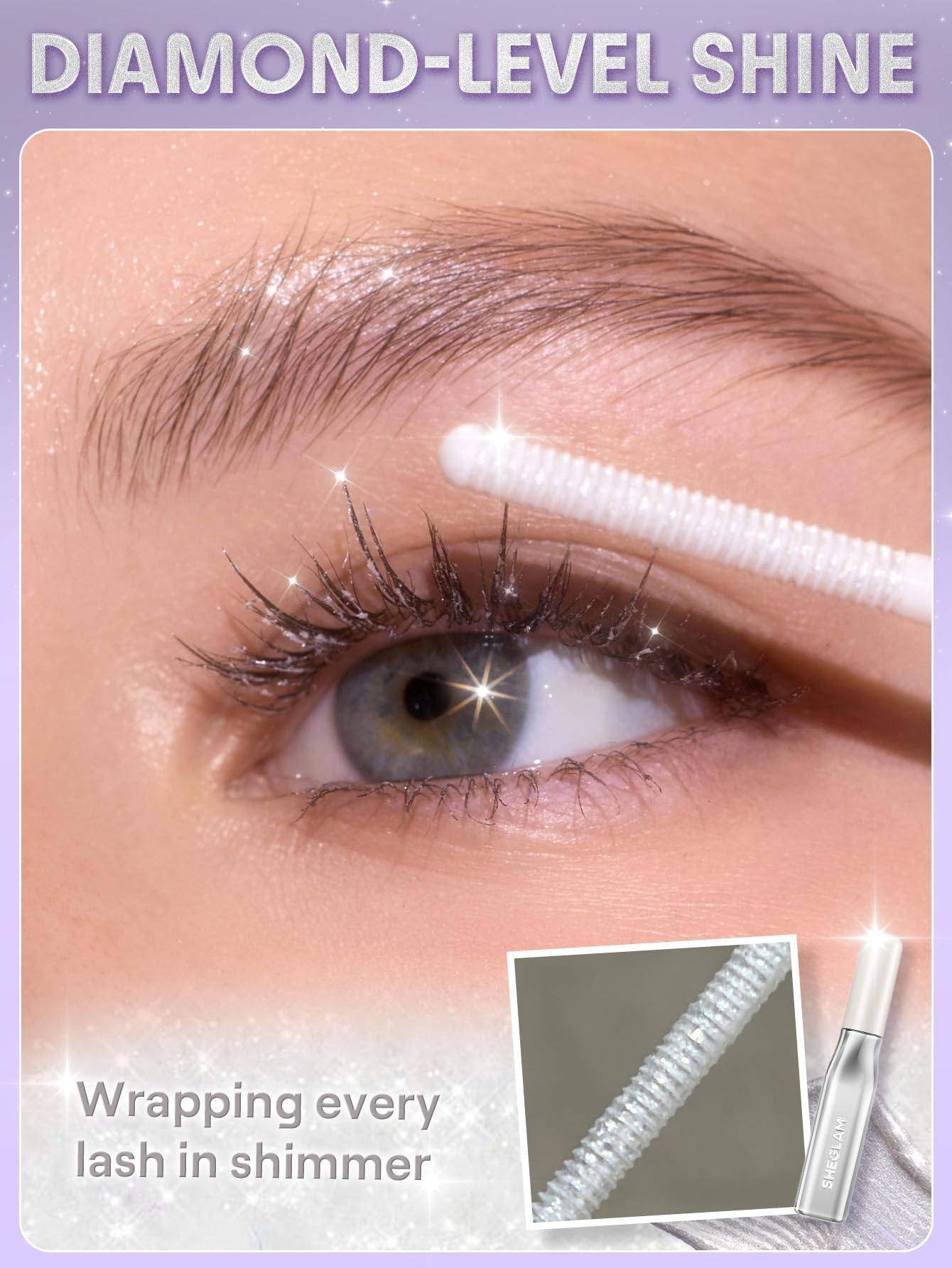 SHEGLAM Crystal Gaze wand close-up highlights precision bristle design for application
