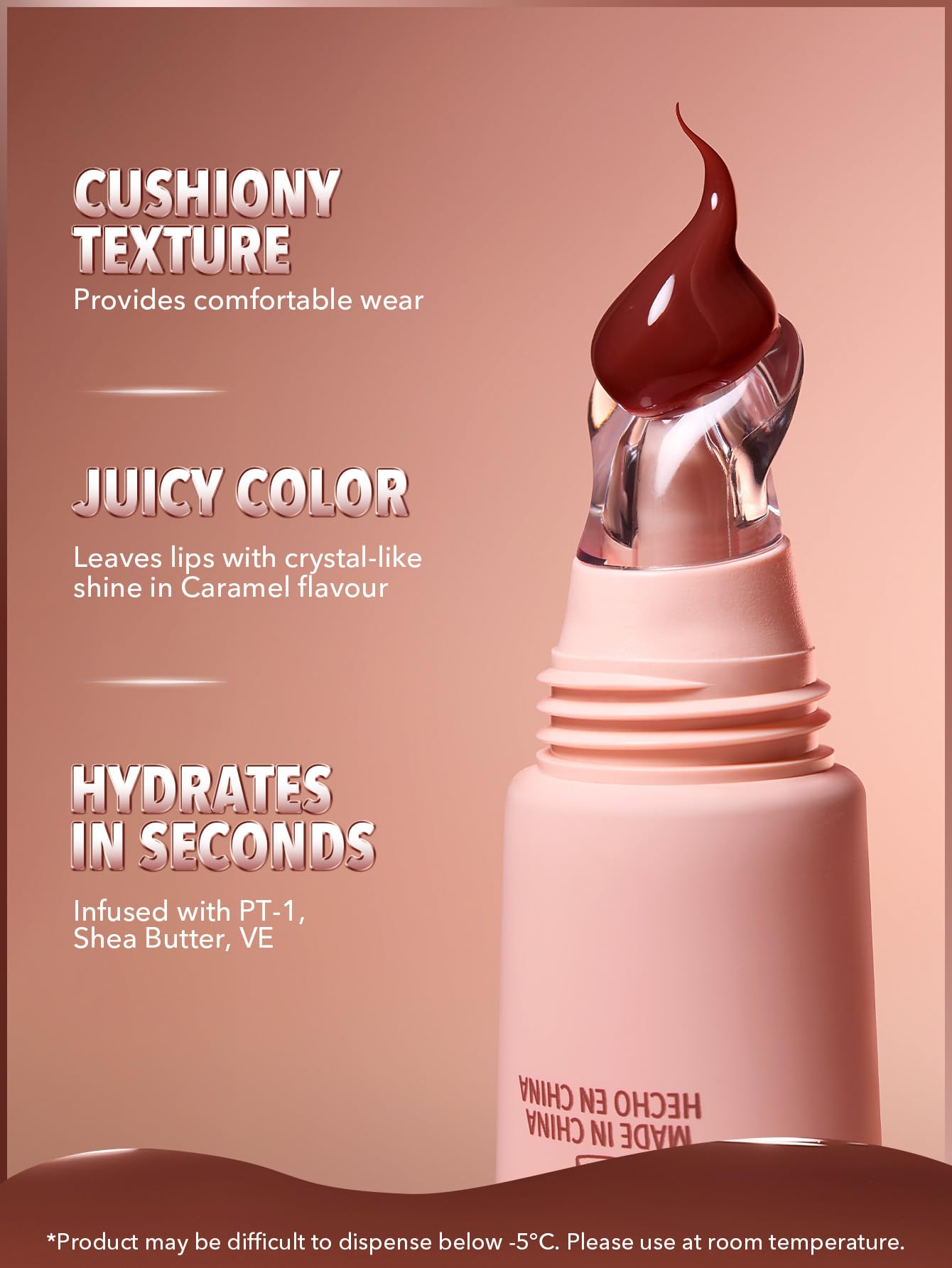 Packaging close-up of SHEGLAM Crystal Glaze lip gloss design.