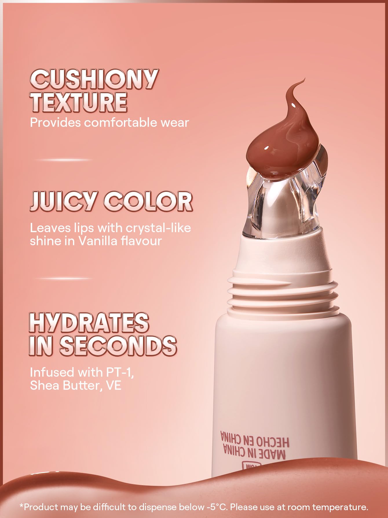 SHEGLAM Crystal Glaze lip gloss applicator demonstrating easy, precise application for plush color