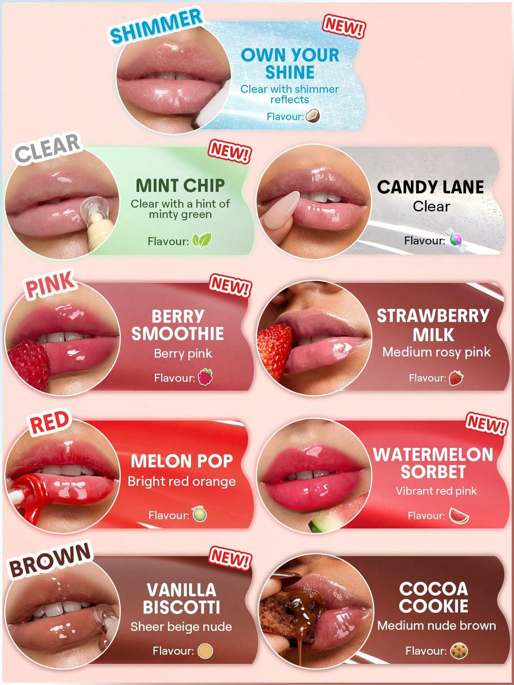 SHEGLAM Crystal Glaze lip gloss texture closeup highlighting cushiony feel on lips