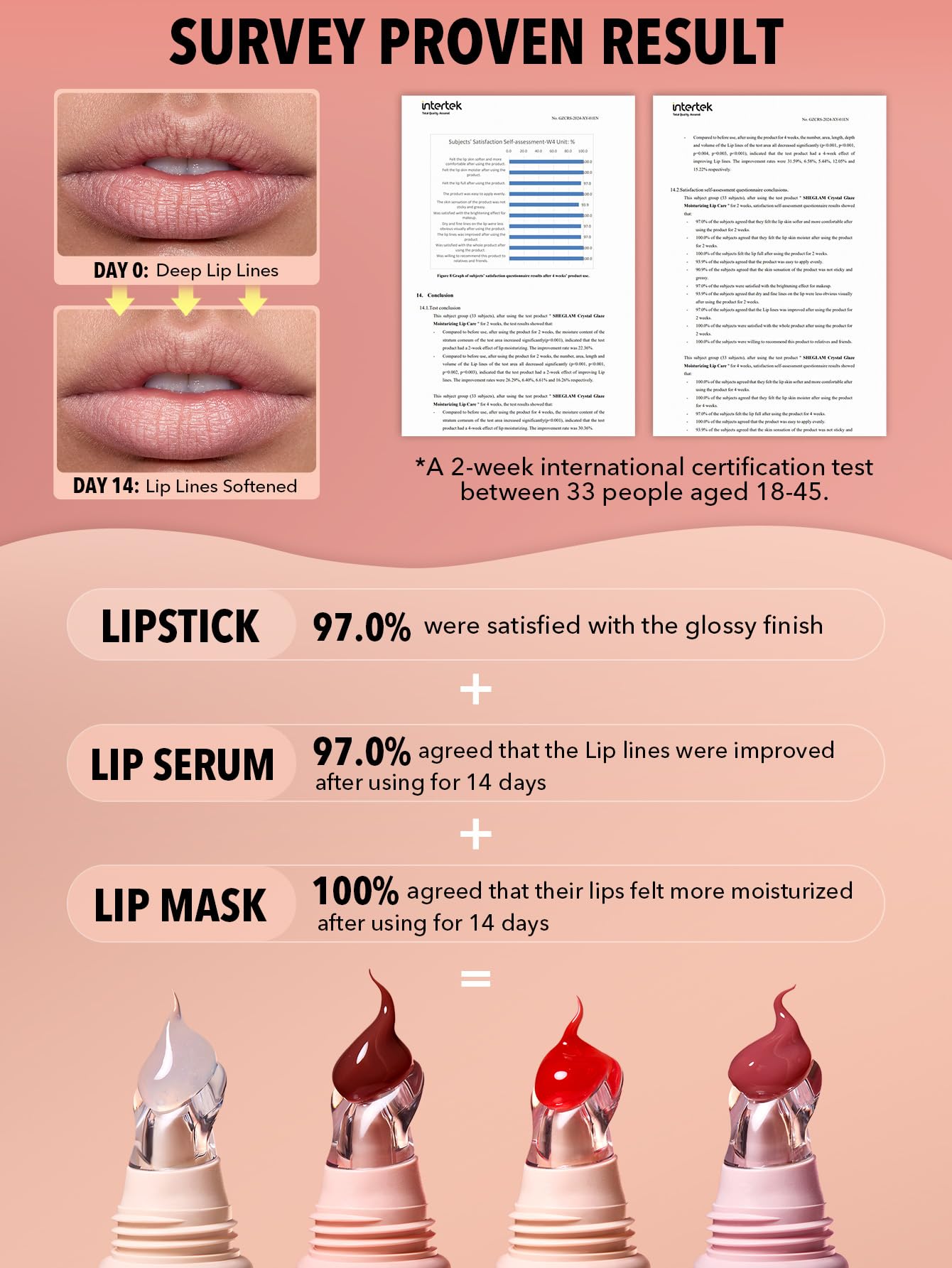 Lips wearing SHEGLAM Crystal Glaze for lasting shine and hydration.