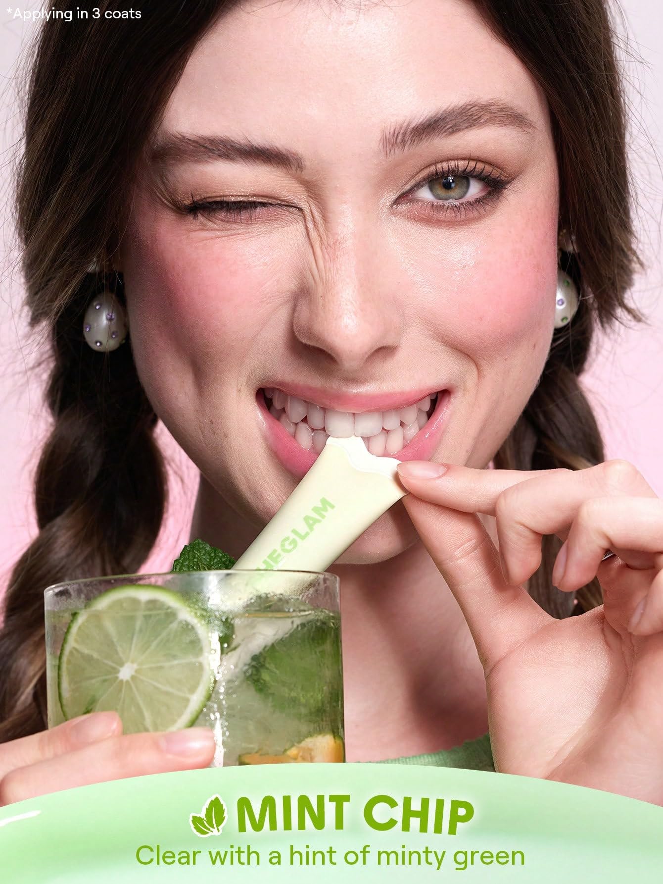 SHEGLAM Crystal Glaze Mint Chip on lips during day-to-day errands for hydration.