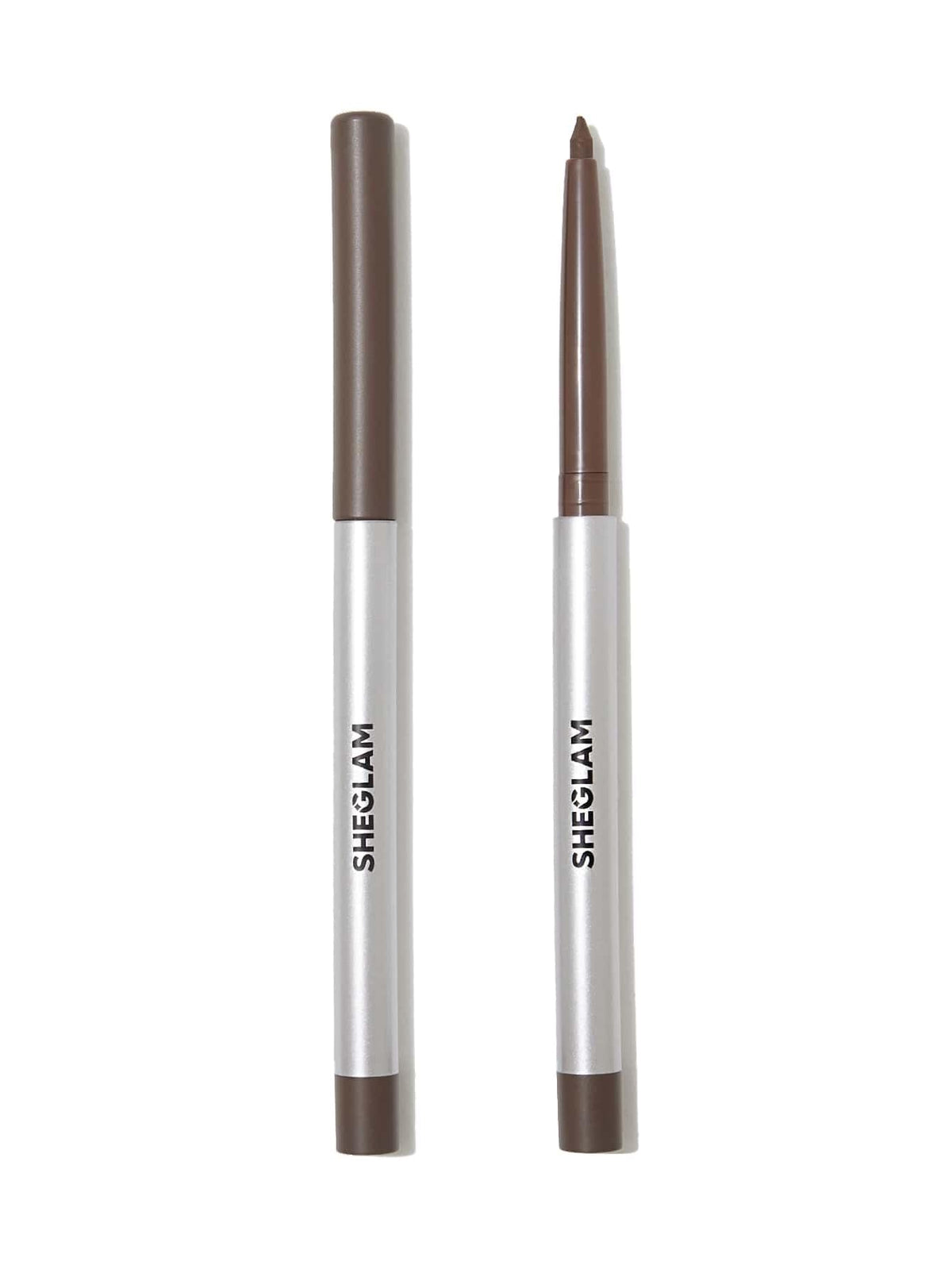 SHEGLAM brown creamy eyeliner pencil close-up showing smooth glide for precise lining.
