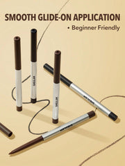 SHEGLAM brown waterproof matte eyeliner swatch demonstrating durable, smudge-proof color.