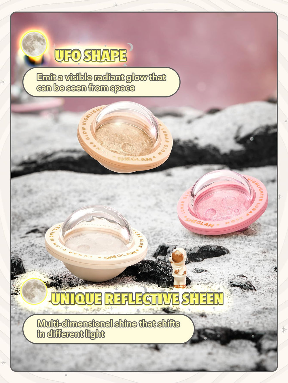 SHEGLAM Four shades swatches offer versatile glow options.