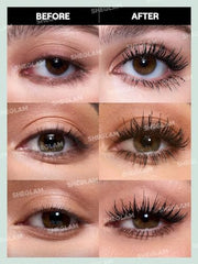 SHEGLAM hourglass brush adding visible lash volume for a fuller look.