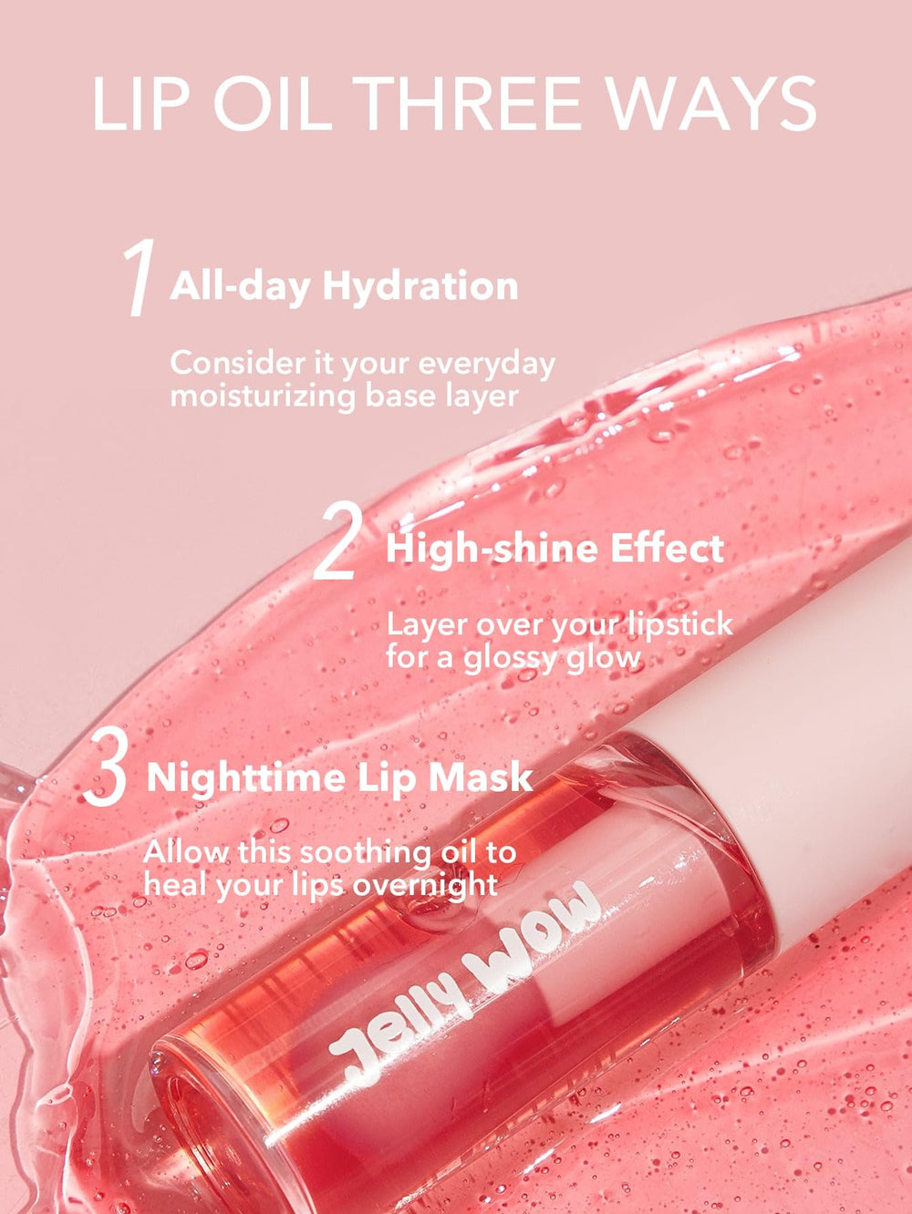 SHEGLAM Jelly Wow lip oil application glide for a smooth glossy finish.