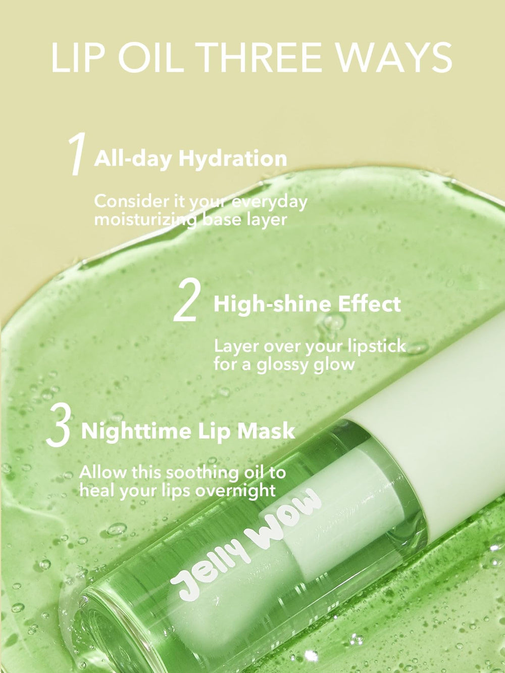 SHEGLAM Jelly Wow lip oil application wand demonstrates easy gloss application