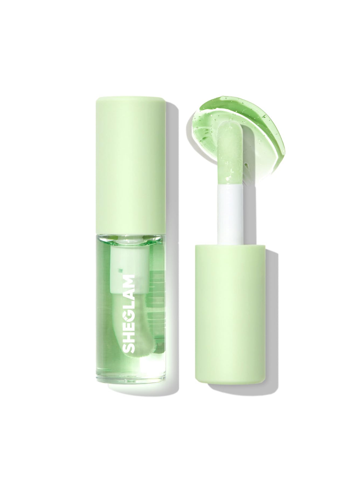SHEGLAM Jelly Wow lip oil bottle in Green Apple Envy delivers a glossy shine
