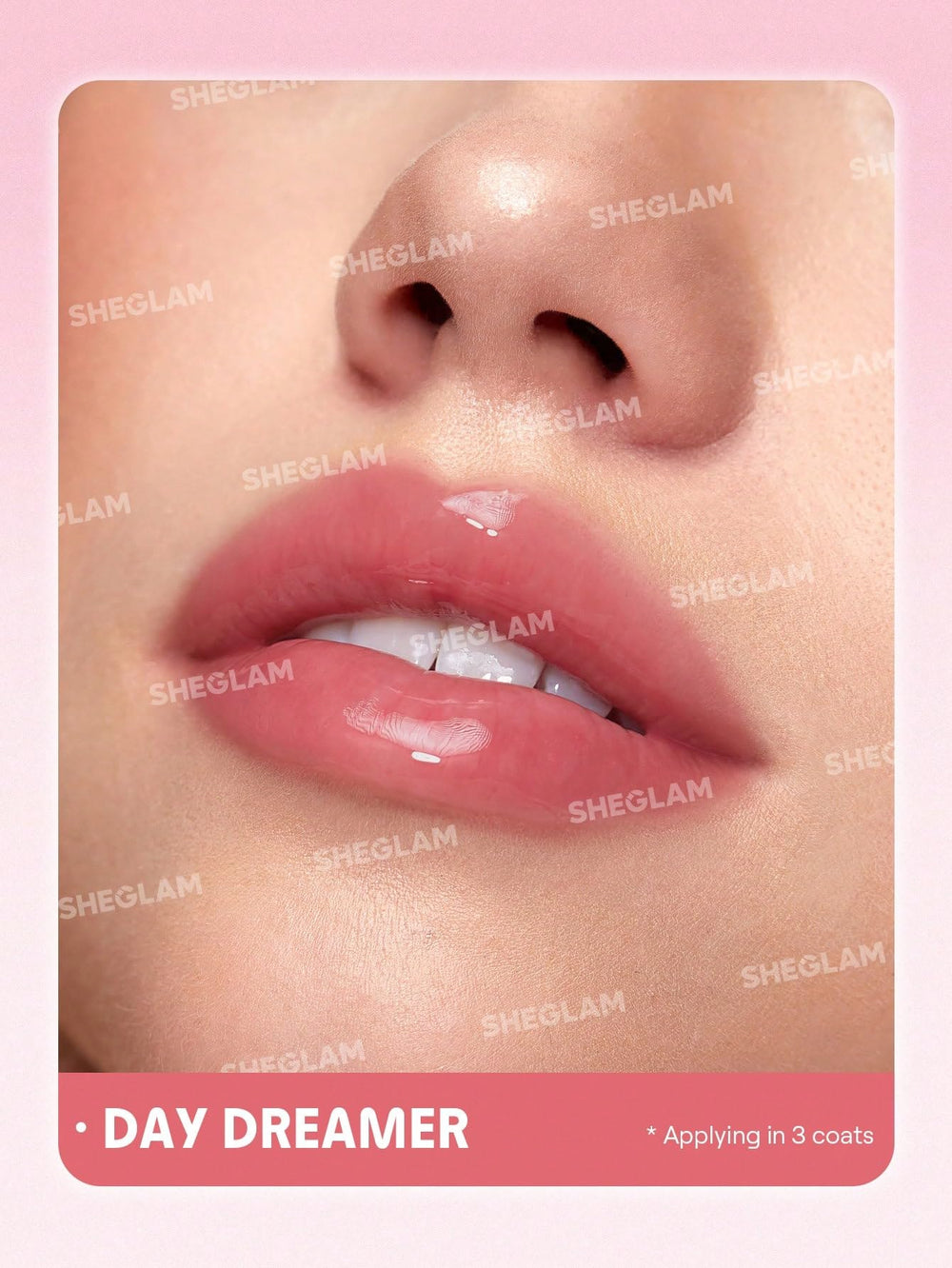 SHEGLAM Jelly Wow Lip Oil on lips delivers natural shine and tint.