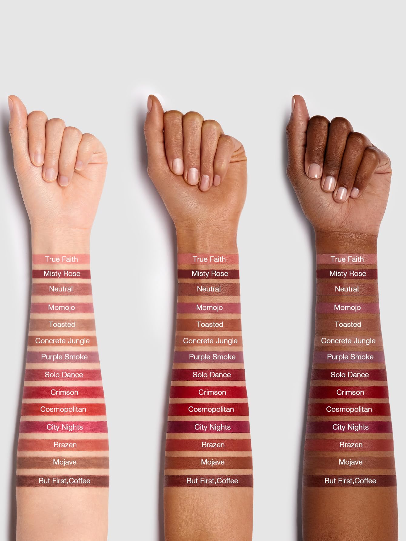 Misty Rose swatch shown with other shades in range.
