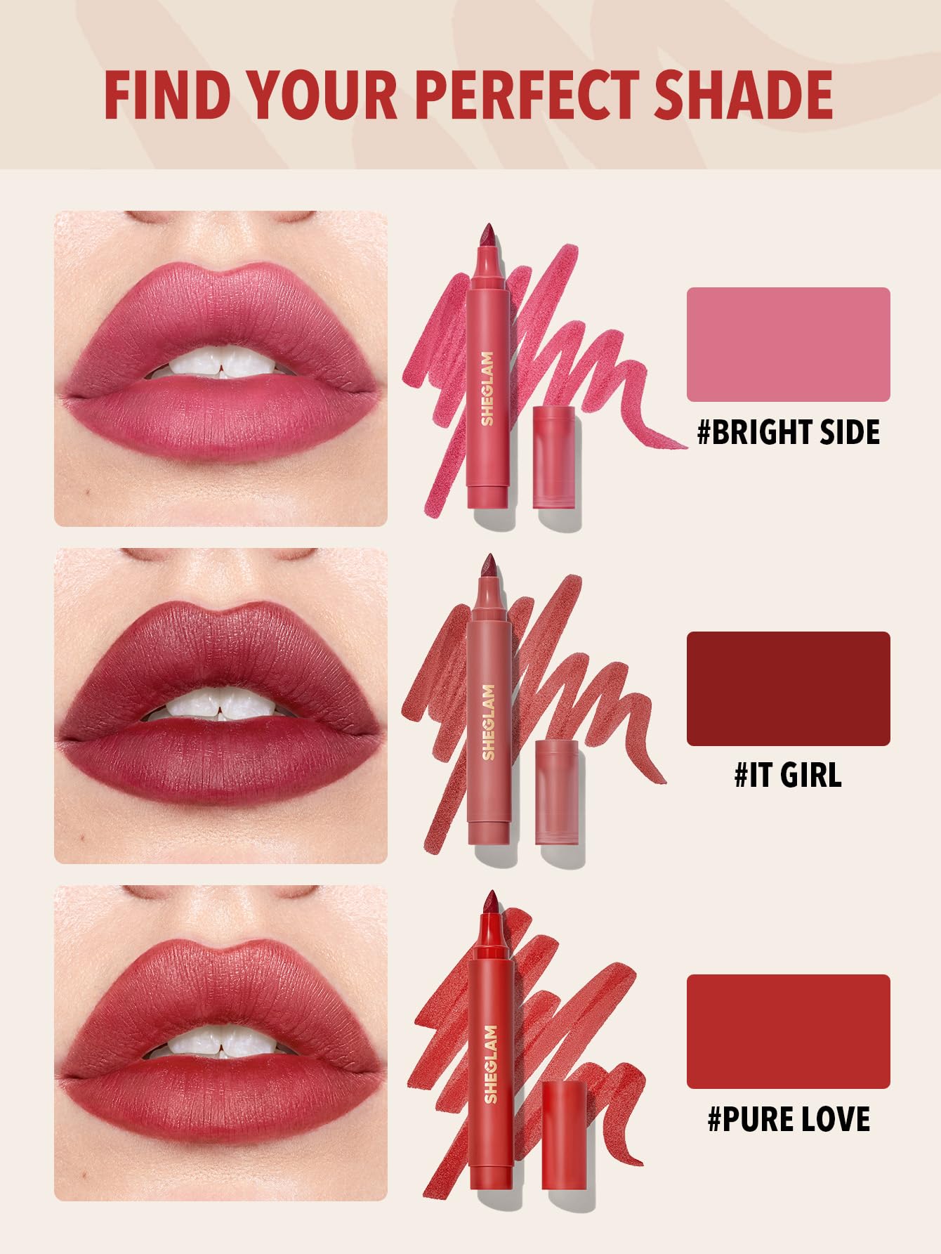SHEGLAM Love Stained Lip Tint Marker on lips shows smooth, even coverage