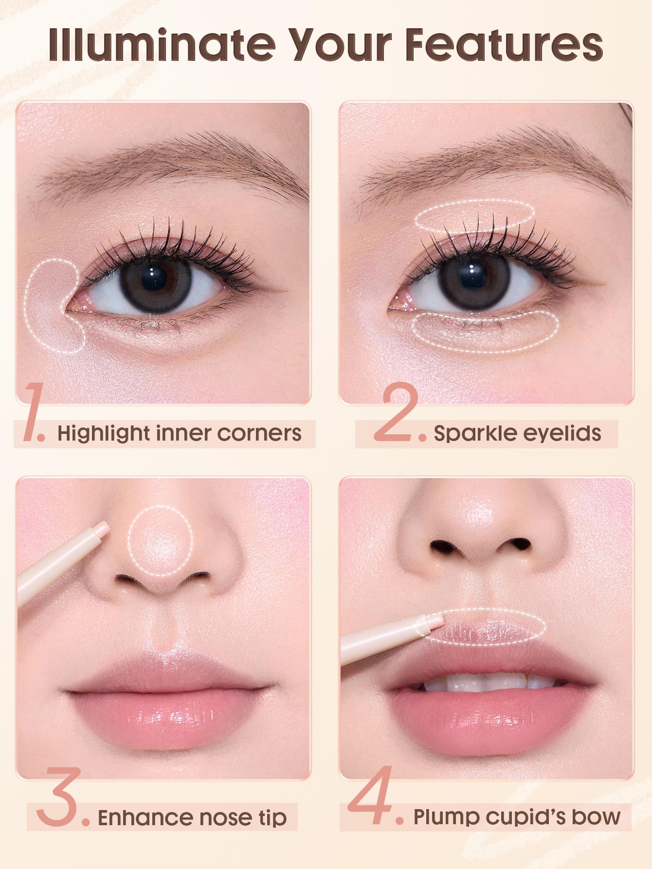 Two flattering shades from SHEGLAM Lumi-Eye Aegyo-Sal Pen for natural glow