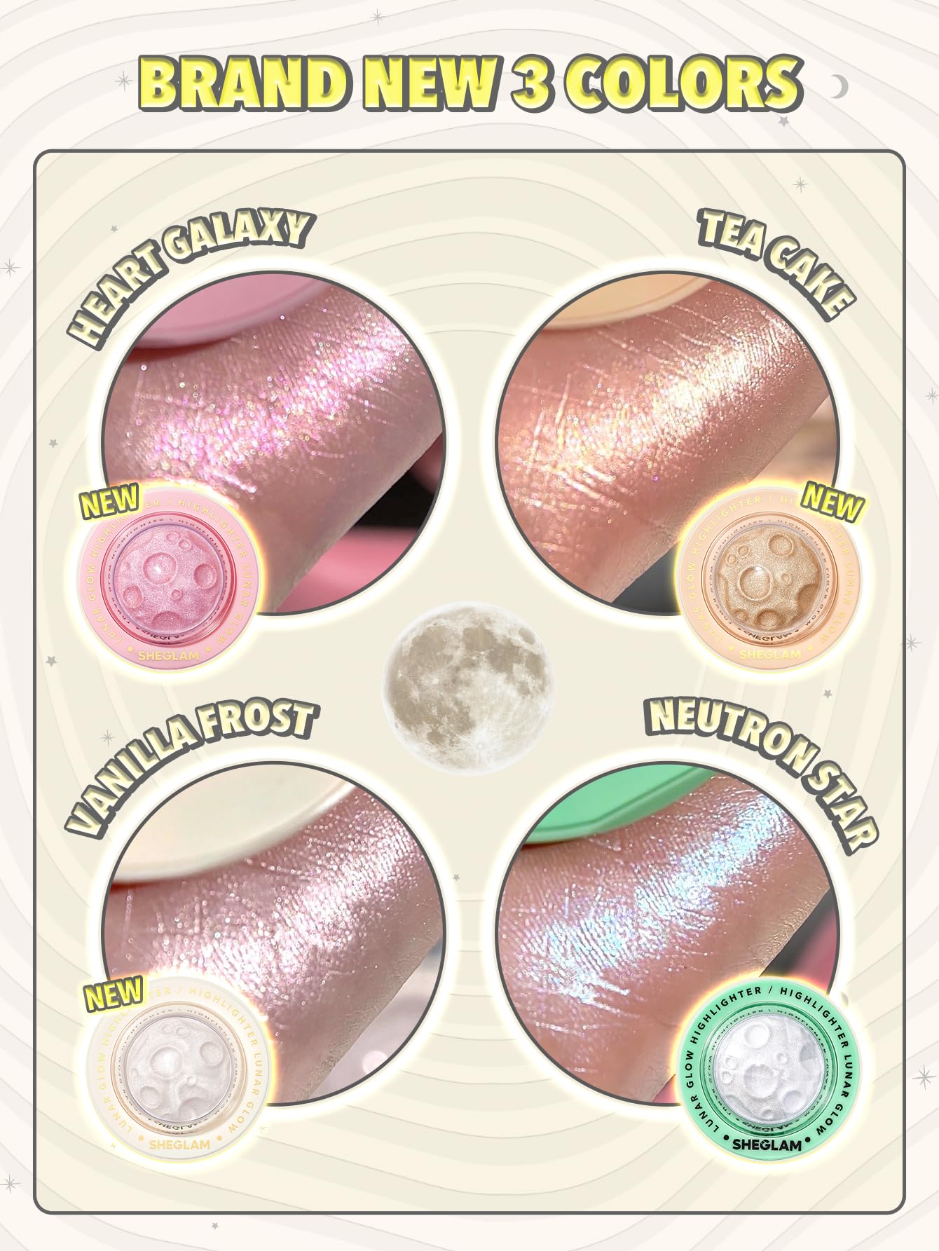 SHEGLAM Lunar Glow on the cheek under daylight provides subtle, luminous highlight.