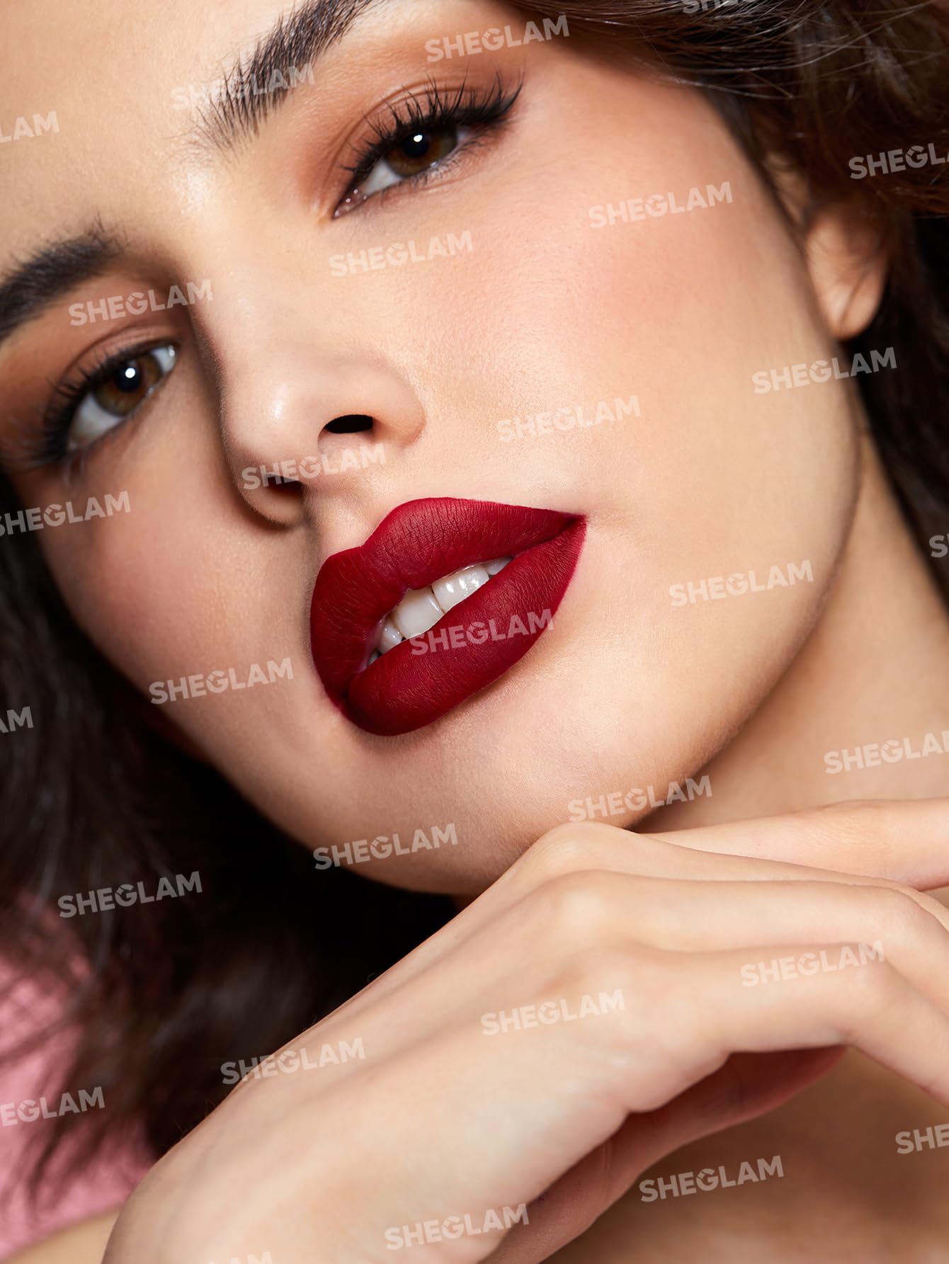 SHEGLAM Matte Allure lipstick application demonstrates smooth, comfortable lip feel.