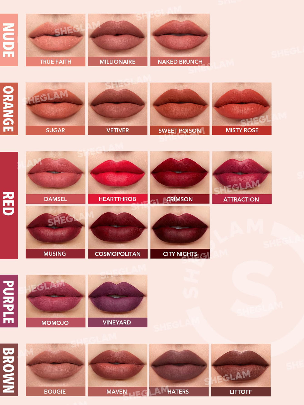 SHEGLAM Matte Allure crimson compact case shows portable makeup option.