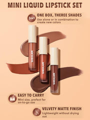 SHEGLAM Matte Allure mini lipstick closeup highlights creamy, buildable color.