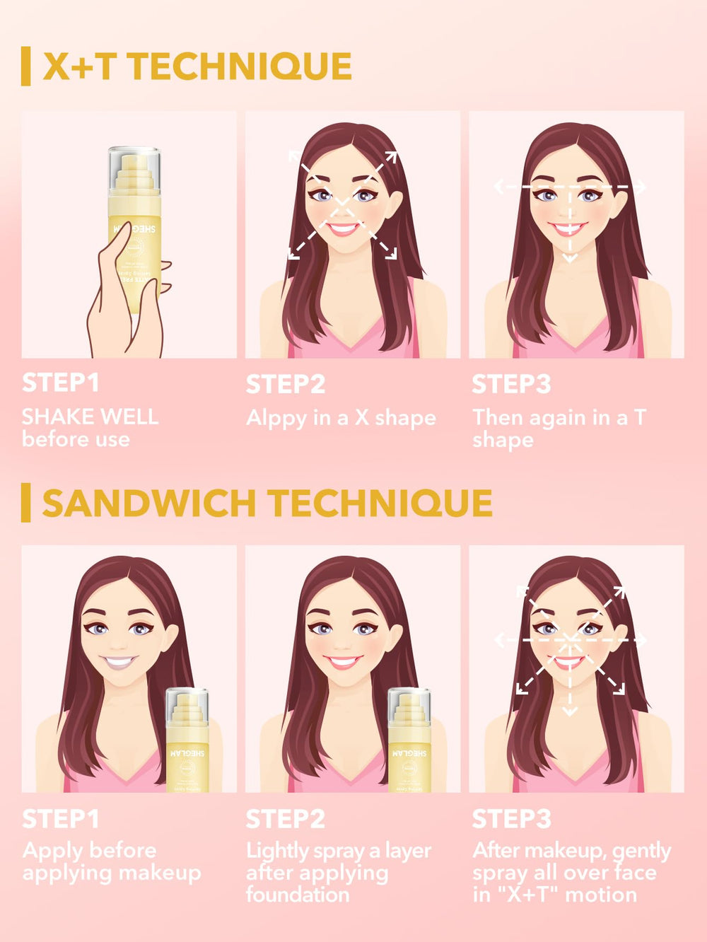 SHEGLAM Matte Fresh Setting Spray on face tutorial showcasing matte, long-wearing look