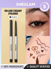 SHEGLAM On-Line Creamy Eyeliner waterproof test demonstrates smudge-proof wear