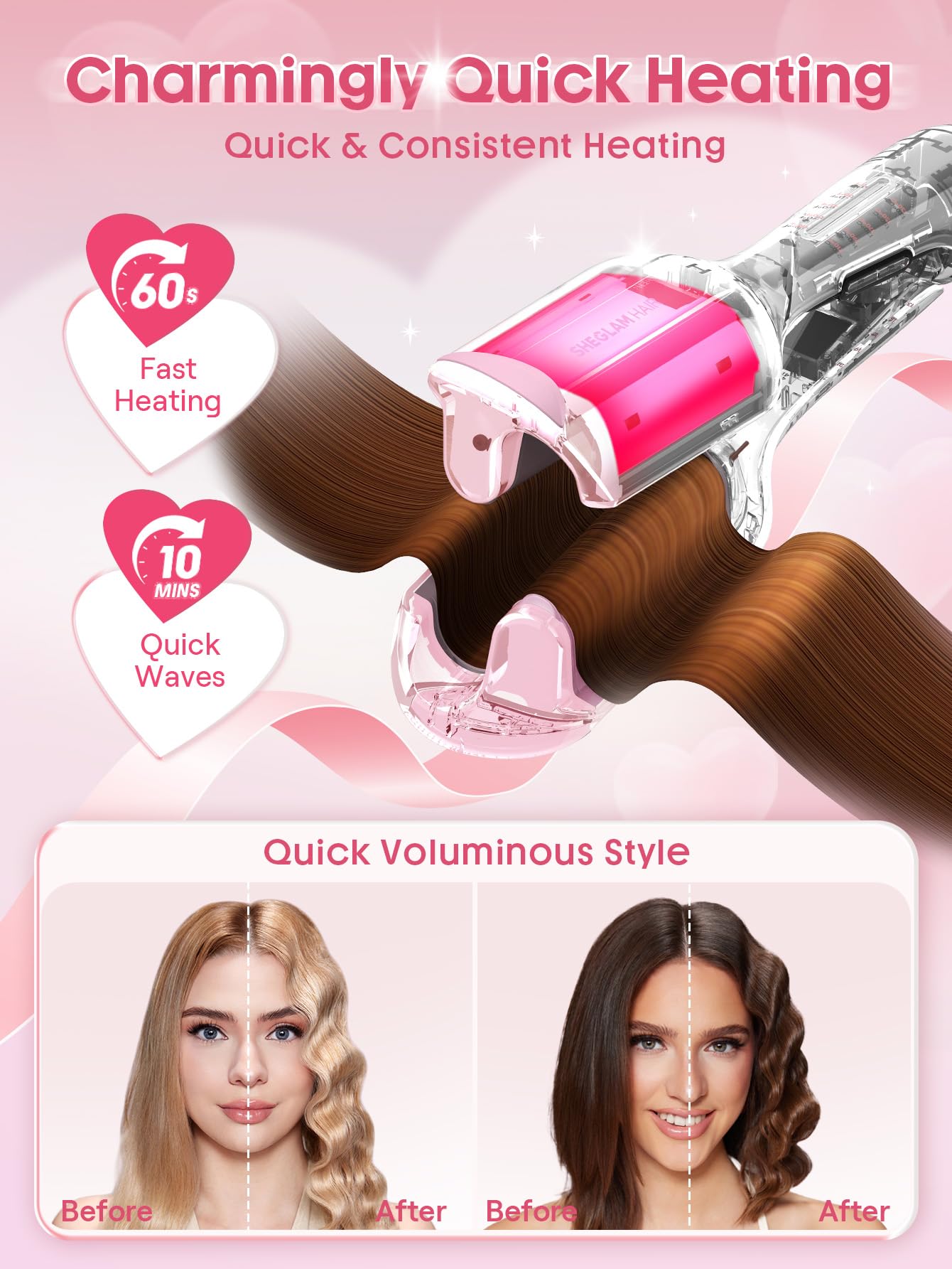 SHEGLAM pink waves captured for an Instagram-ready look.