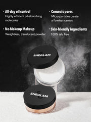 SHEGLAM talc-free formula highlights skin-friendly ingredients.