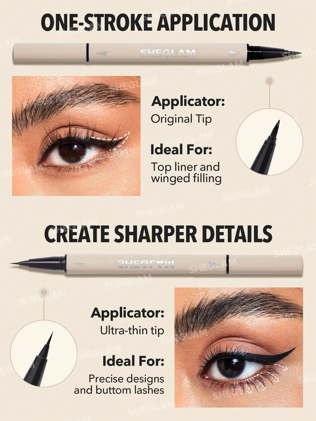 SHEGLAM Quick-dry formula reduces clumping during precision lining.