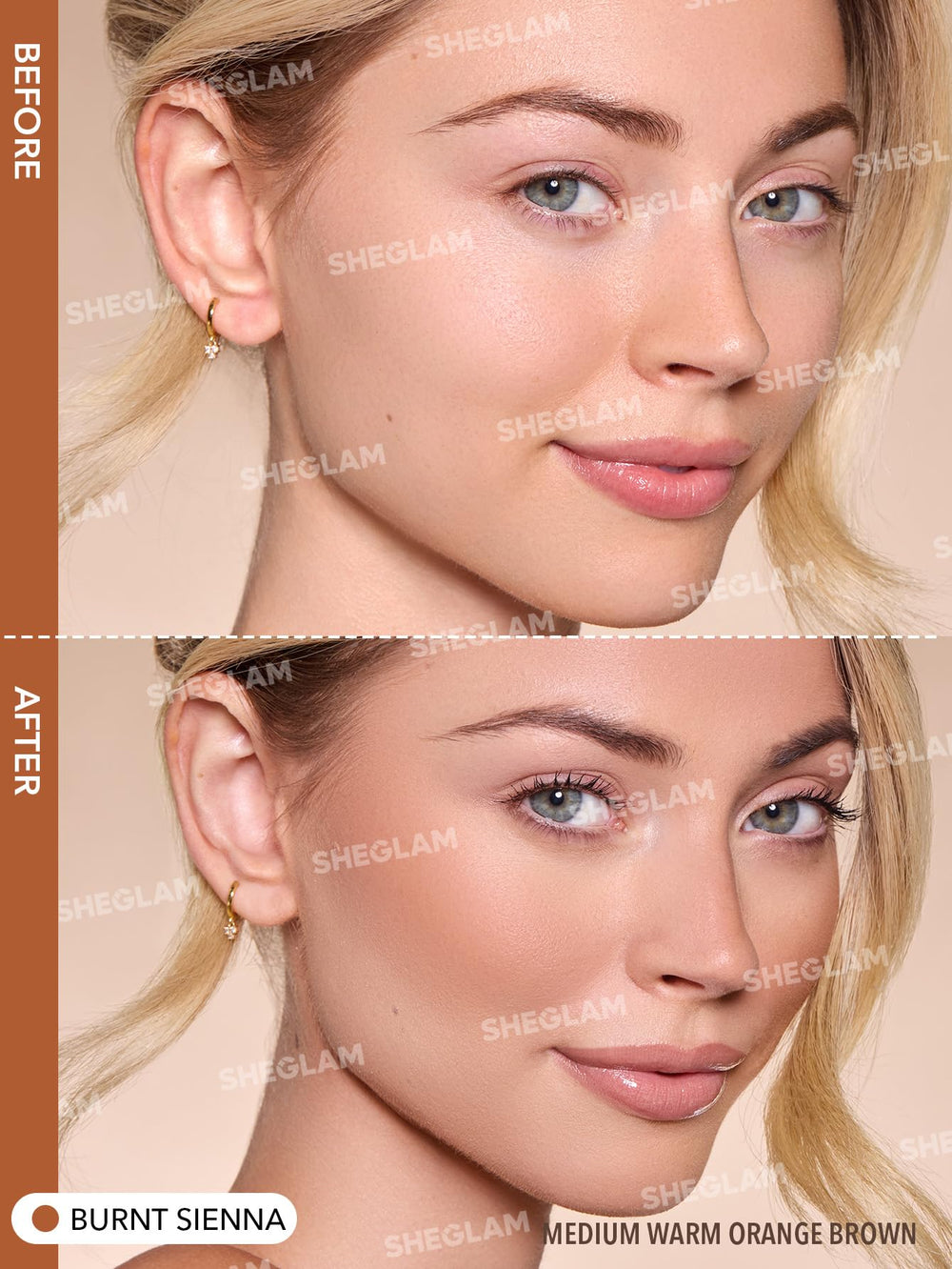 SHEGLAM Sun Beam bronzer with Burnt Sienna shade on compact