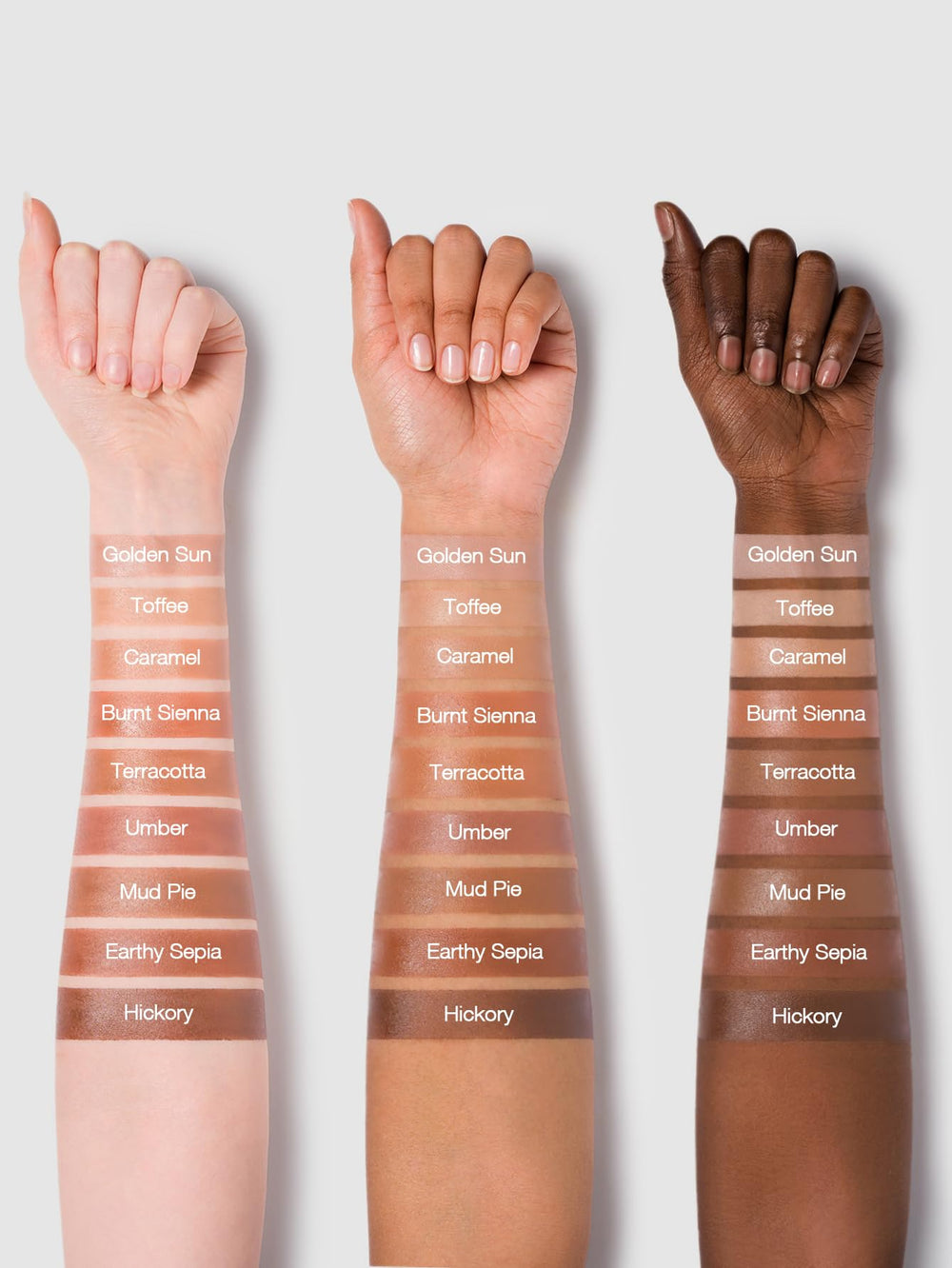Swirl test of SHEGLAM Sun Beam Bronzer Toffee on skin for buildable color.