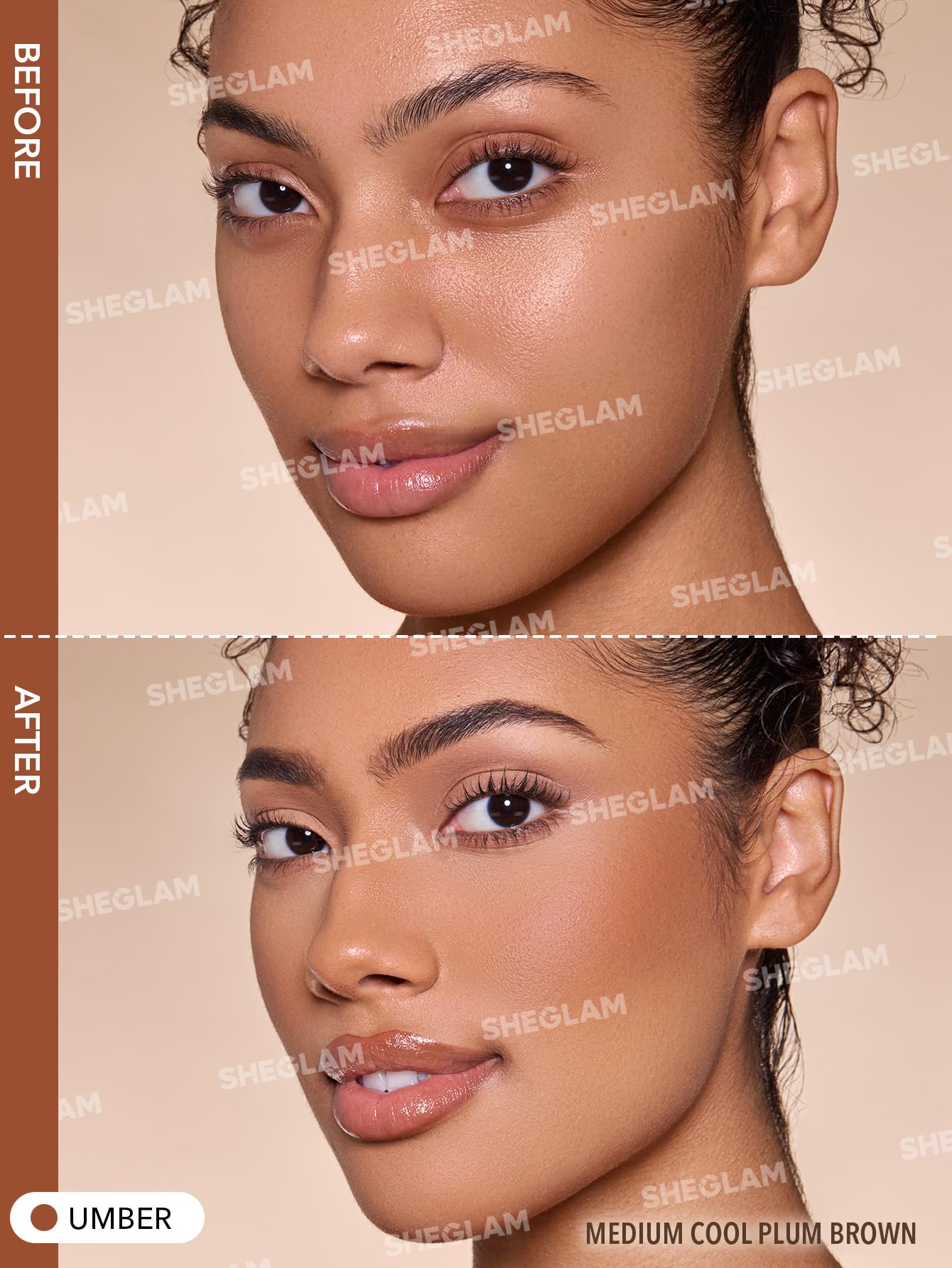 SHEGLAM Sun Beam Umber bronzer built-in sponge tip for precise application.