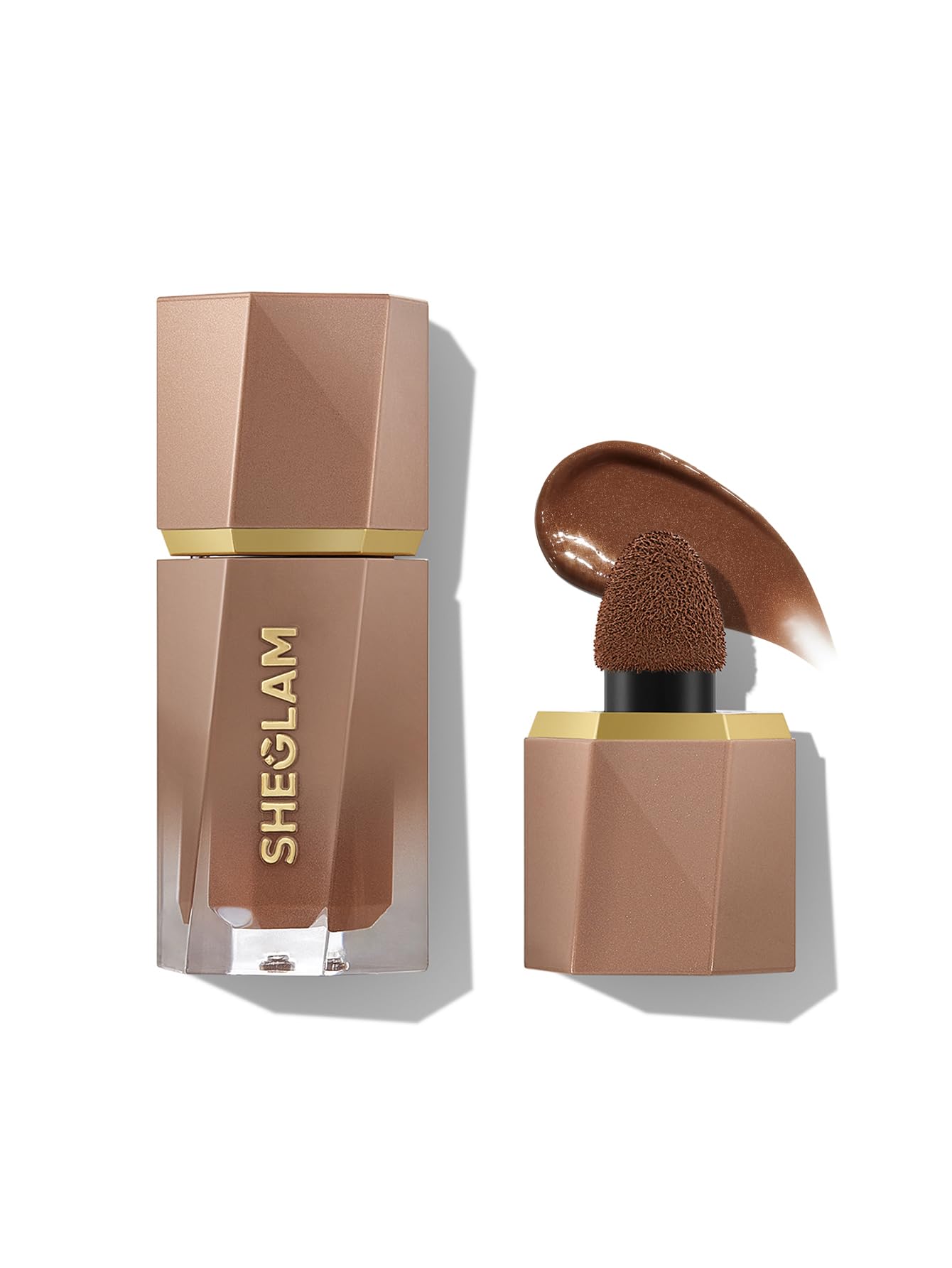 SHEGLAM Sun Beam Shimmer Earthy Sepia bottle delivers a natural glow with easy, precise application