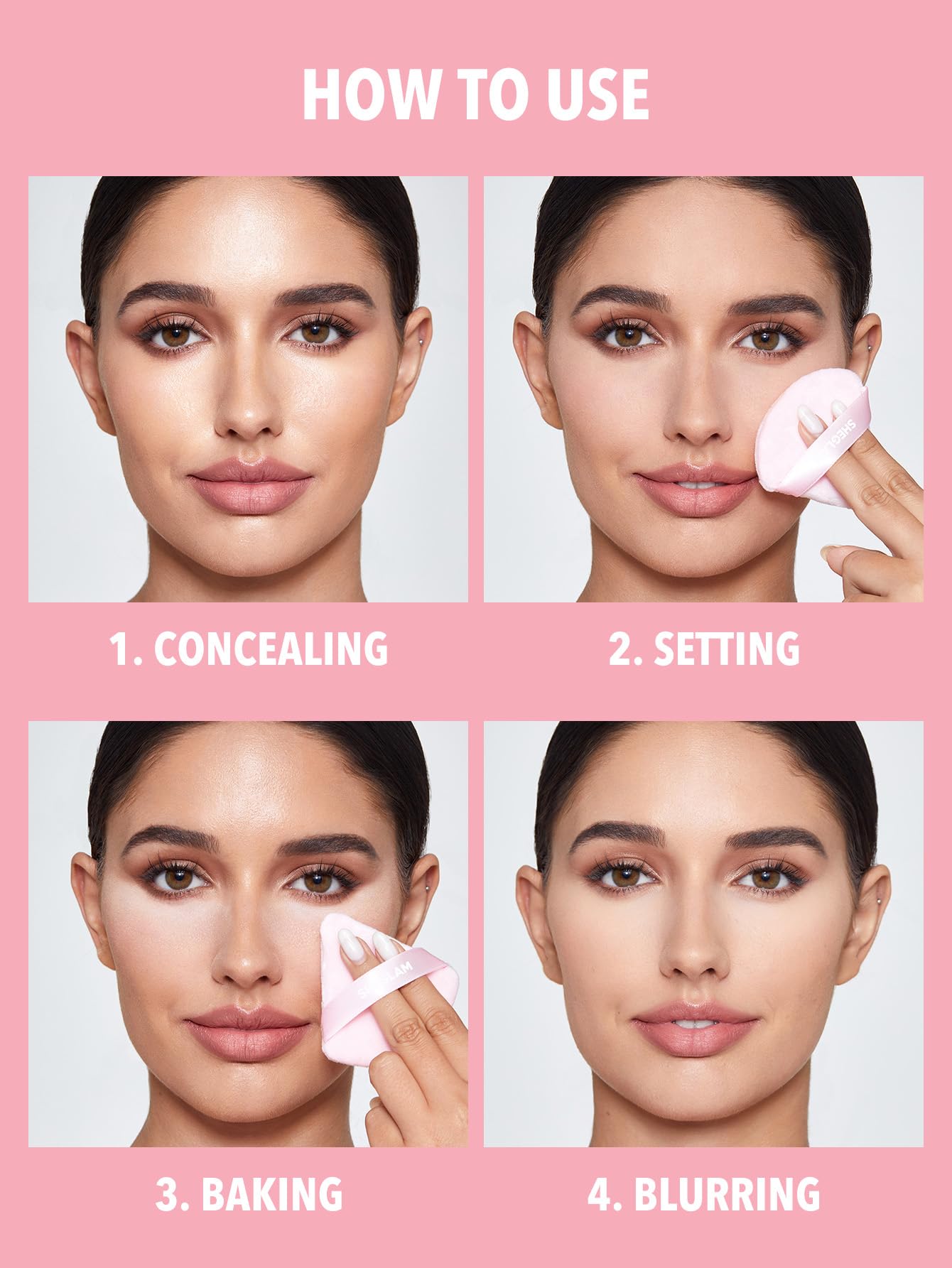 SHEGLAM under-eye blur and set with Bubblegum powder