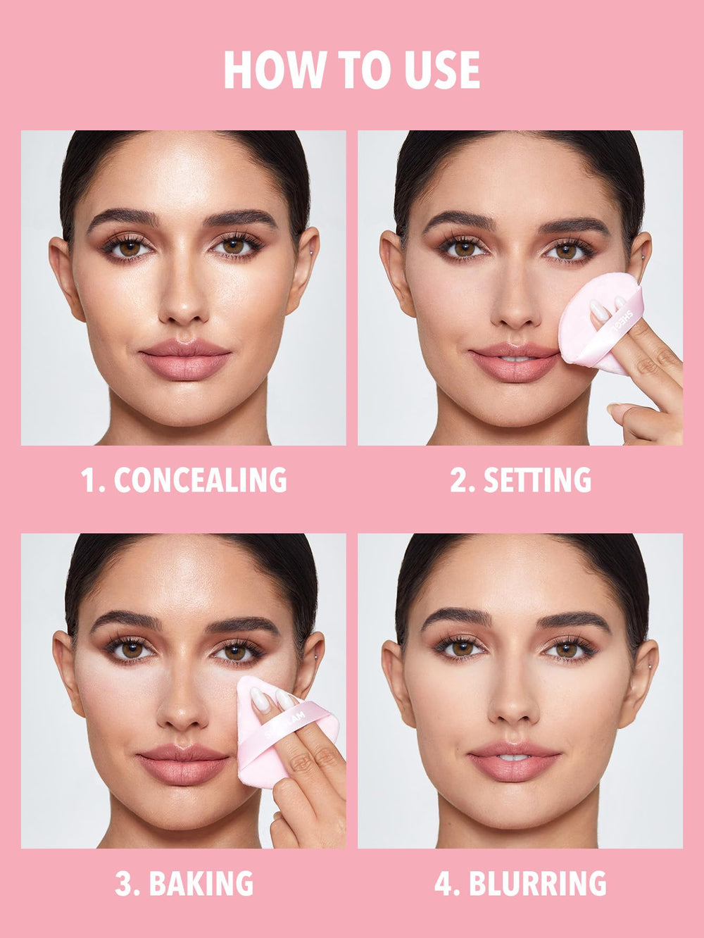 SHEGLAM under-eye blur and set with Bubblegum powder