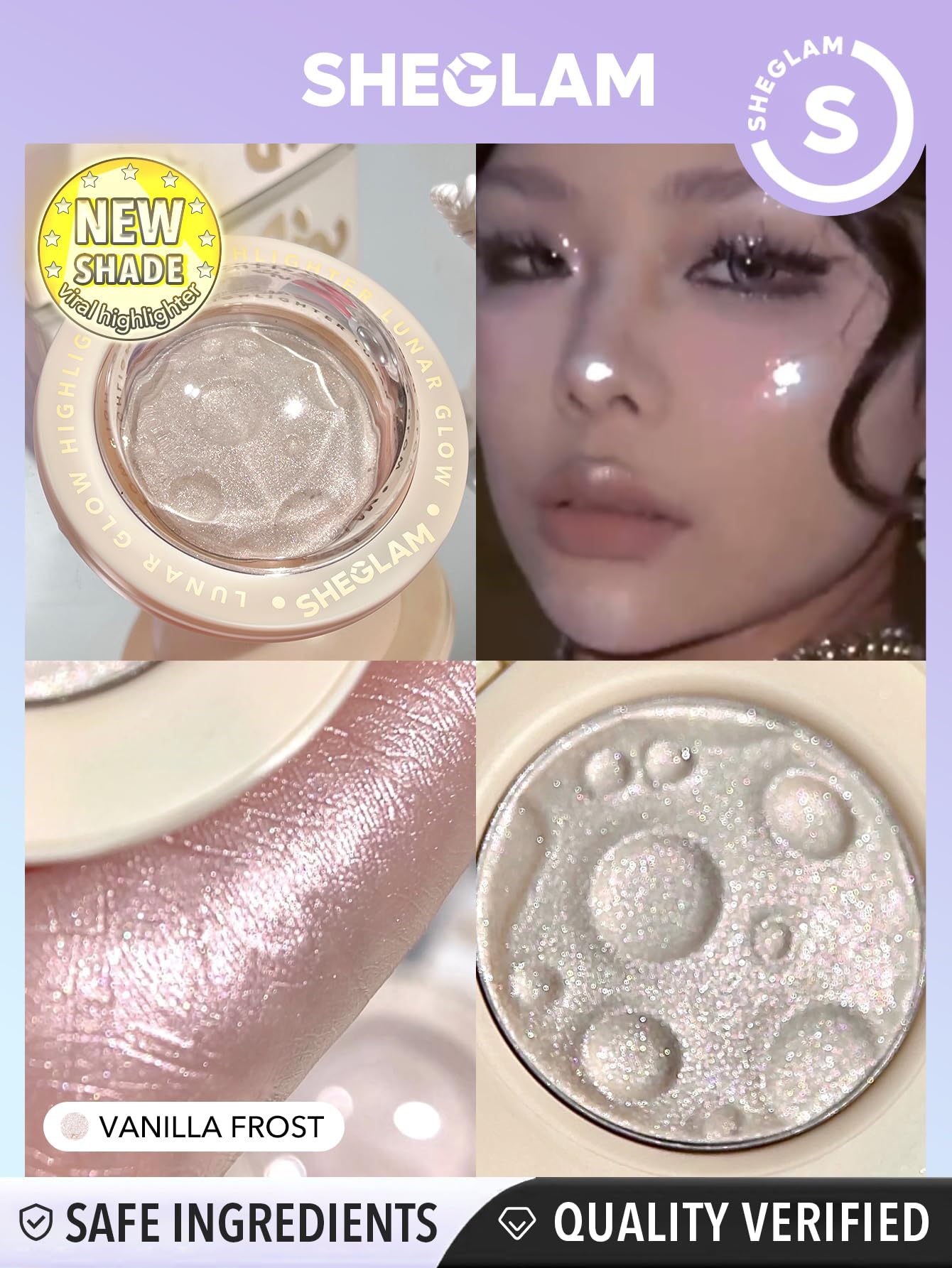 SHEGLAM Vanilla Frost creamy eyeshadow swirls for easy lid shimmer.