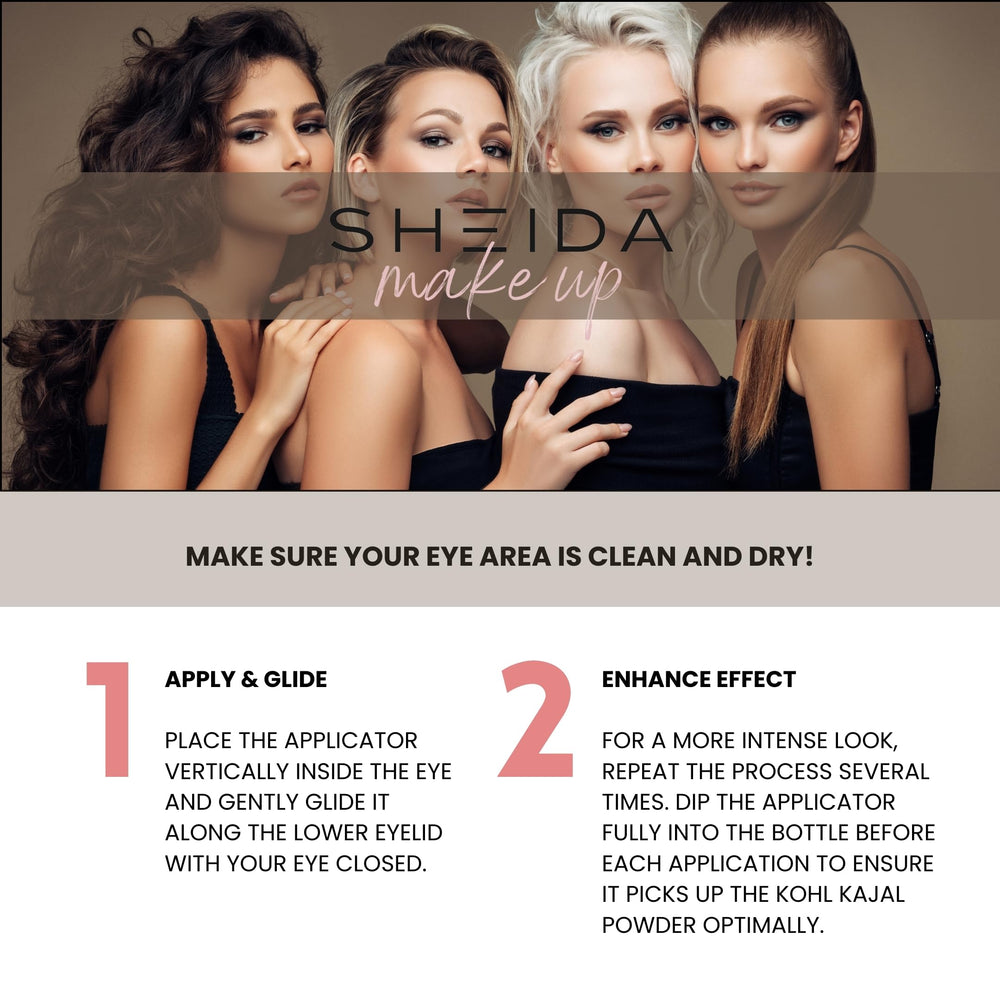 Sheida matte finish powder texture shows refined, elegant eyeliner line.