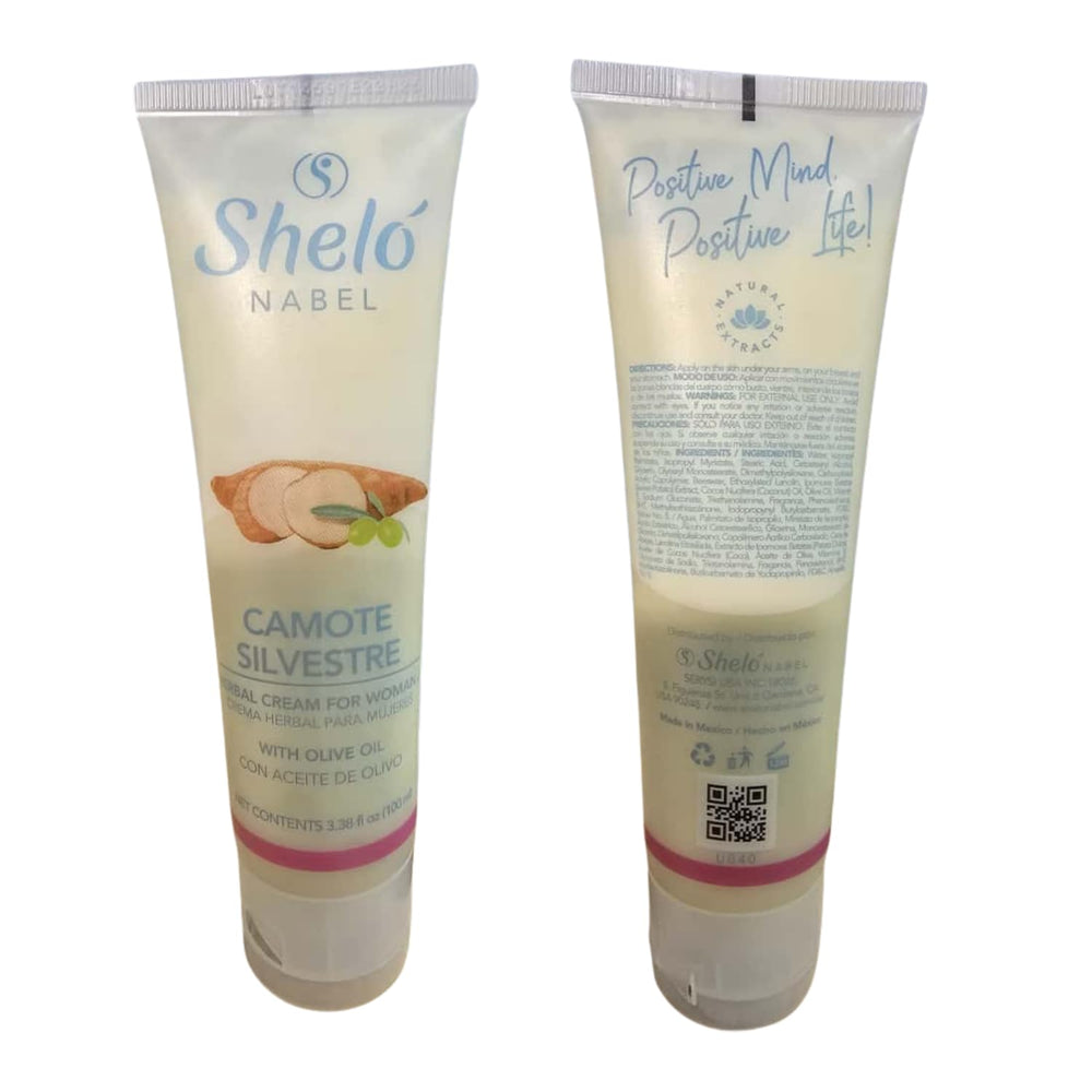 Sheló NABEL moisturizing cream texture shown for quick absorption and non-greasy feel.